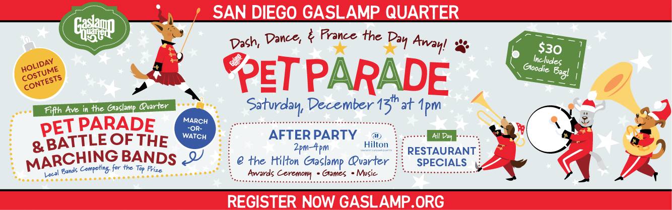 downtown san diego gaslamp quarter holiday pet parade
